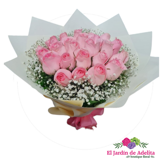 Ramo de 24 rosas rosas